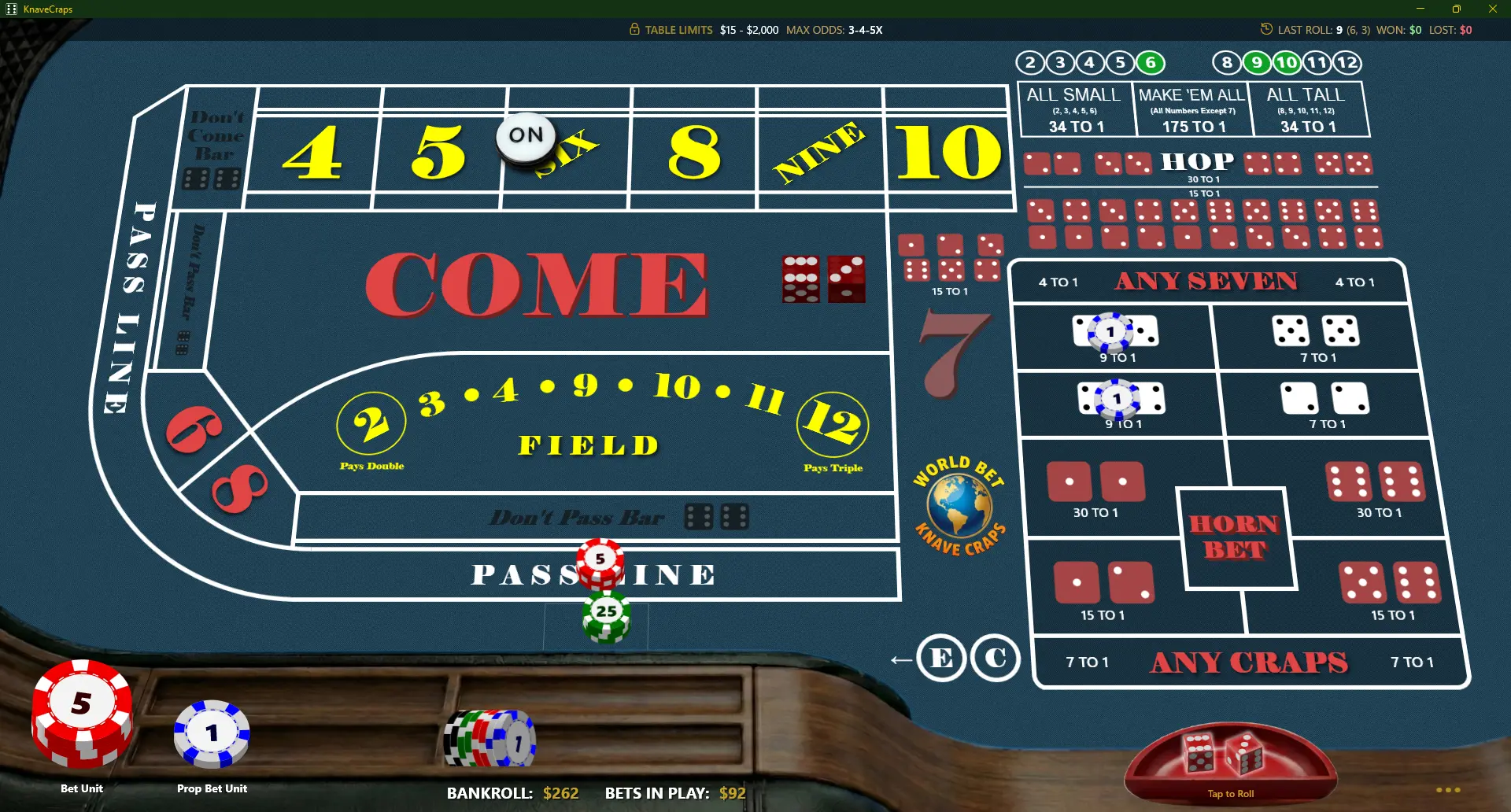 Knave Craps on Laptop